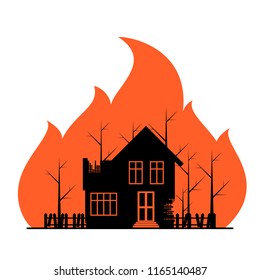 vector illustration of a house with trees