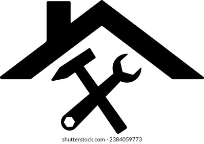 vector illustration of a house and a trowel on a transparent background
