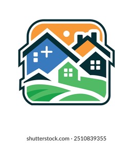 Vector illustration of house view Vector, house logo, house sticker, house icon