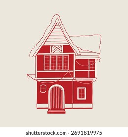 Vector illustration of a house in winter by tulangbercabang studio 