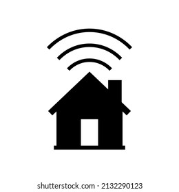 Vector Illustration Of House With Wireless Signal. Suitable For Design Element Of Smarthome App Icon, And Smarthome Technology.