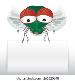 Vector illustration of housefly in cartoon character.