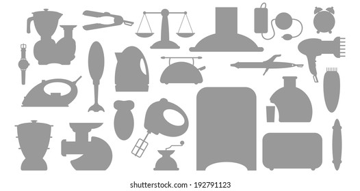 vector illustration of household appliance Icons set. 