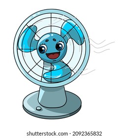 vector illustration household appliances fan cute cartoon character cartoon character cute face 