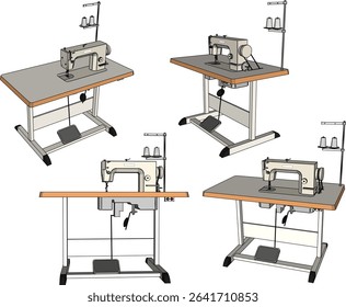 vector illustration of household sewing machine embroidery design