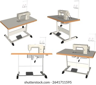 vector illustration of household sewing machine embroidery design