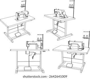 ilustração vetorial do projeto de bordado de máquina de costura doméstica