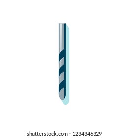 Vector illustration of household tool and consumable parts in grey and dark green colors. Icon of tool with minty green shadow. Drill part. Handyman toolkit item