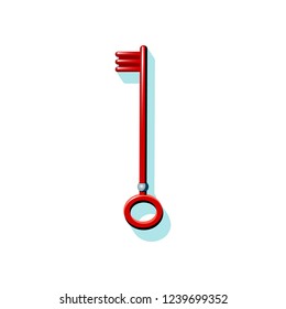 Vector illustration of household tool and consumable parts in red and black colors. Icon of tool with minty green shadow. Key. Handyman toolkit item
