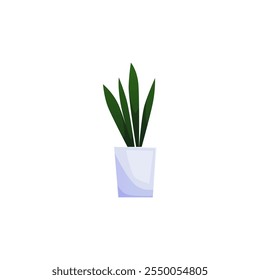 Vector illustration of a houseplant in a pot on an isolated background. Home flower for interior decoration. Gardening concept. Botanical flora. Flat cartoon style. Icon for design.