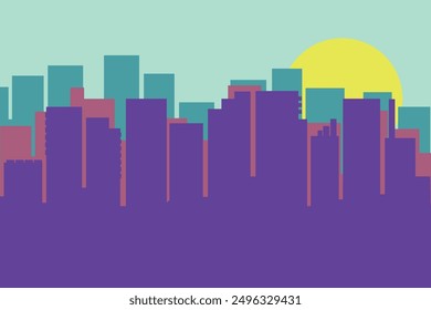 vector illustration of houses city high-rise buildings