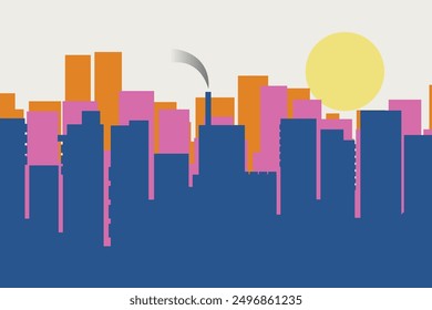 vector illustration of houses city high-rise buildings