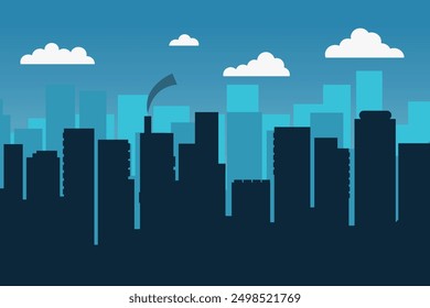 vector illustration of houses city high-rise buildings smoke factory