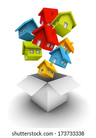 Vector illustration of houses as a gift. 