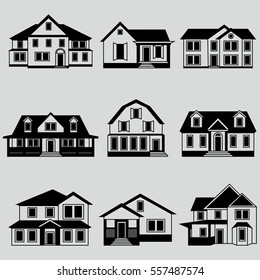 Vector illustration of houses icon black set