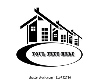 Vector illustration of houses on white background