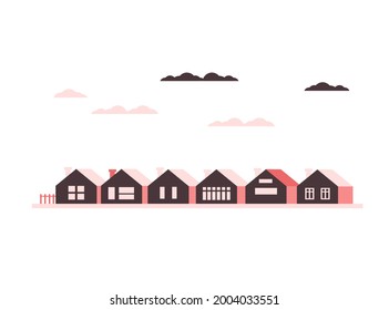 Vector illustration with houses on a white background.