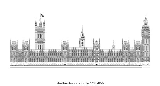 Vector ilustrativo de las Cámaras del Parlamento en Londres 