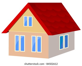 Vector illustration of houses with red tile