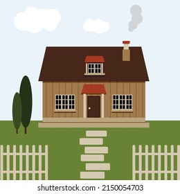 Vector illustration housw, cottage, village