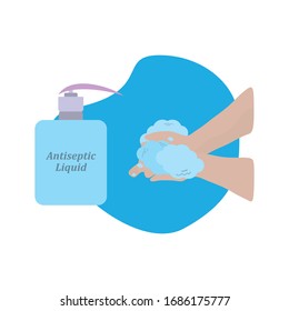 vector gráfico de líquido antiséptico y manos lavadoras