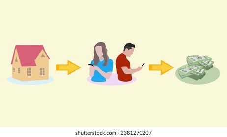 vector illustration of how to earn money from home or work from home