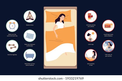 A vector illustration of how to fight insomnia infographic