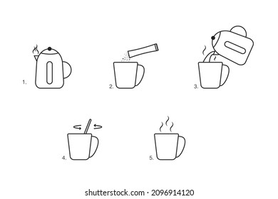 vector illustration how to make coffee . Isolated with background.
