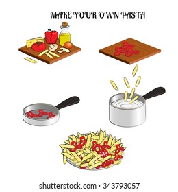 Vector illustration - how to make your own pasta