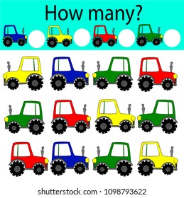 Vector illustration, how many tractors