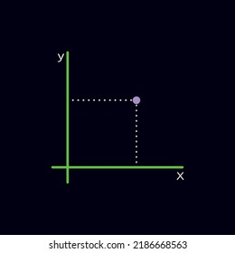 Vector illustration of how a particle moves in a two-dimensional plane, study of Physics, exact sciences.