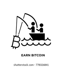 Vector illustration of how people earn bitcoin