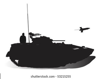 Vector illustration of how tank to fire rocket.