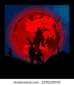 Vector illustration of howling wolf