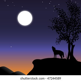 Vector illustration of howling wolf