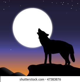 Wolf Howling Moon Stock Illustration 656940073