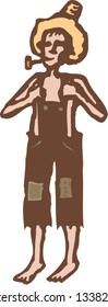 Vector illustration of Huck Finn