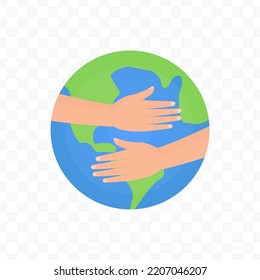 Vector illustration of hug the earth icon sign and symbol. colored icons for website design .Simple design on transparent background (PNG).