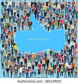 vector illustration with huge crowd of stylized people forming like sign