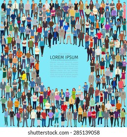 vector illustration with huge crowd of stylized people