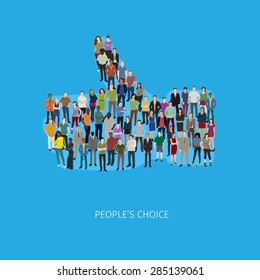 vector illustration with huge crowd of stylized people forming like sign