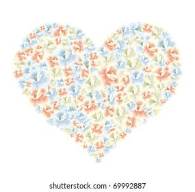 Vector illustration of a huge heart made of flowers