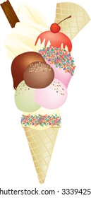 Ilustración vectorial de un helado enorme