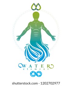 Vector illustration of human, athlete. Poseidon the god of sea and defender of all waters.