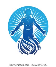 Vector illustration of human, athlete. Poseidon the god of sea and defender of all waters.