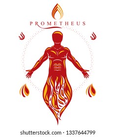 Vector illustration of human, athlete. Prometheus concept.