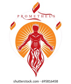 Vector illustration of human, athlete. Prometheus concept.