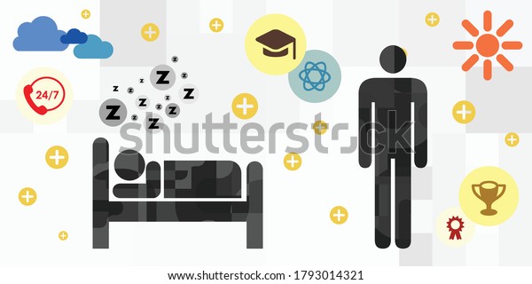 vector illustration with human basic needs for\
daily activities and sleep\
lifestyle