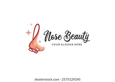 Vector illustration of human beauty nose logo design with hand drawn abstract concept
