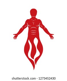 Vector illustration of human being standing. Hephaestus creative metaphor.